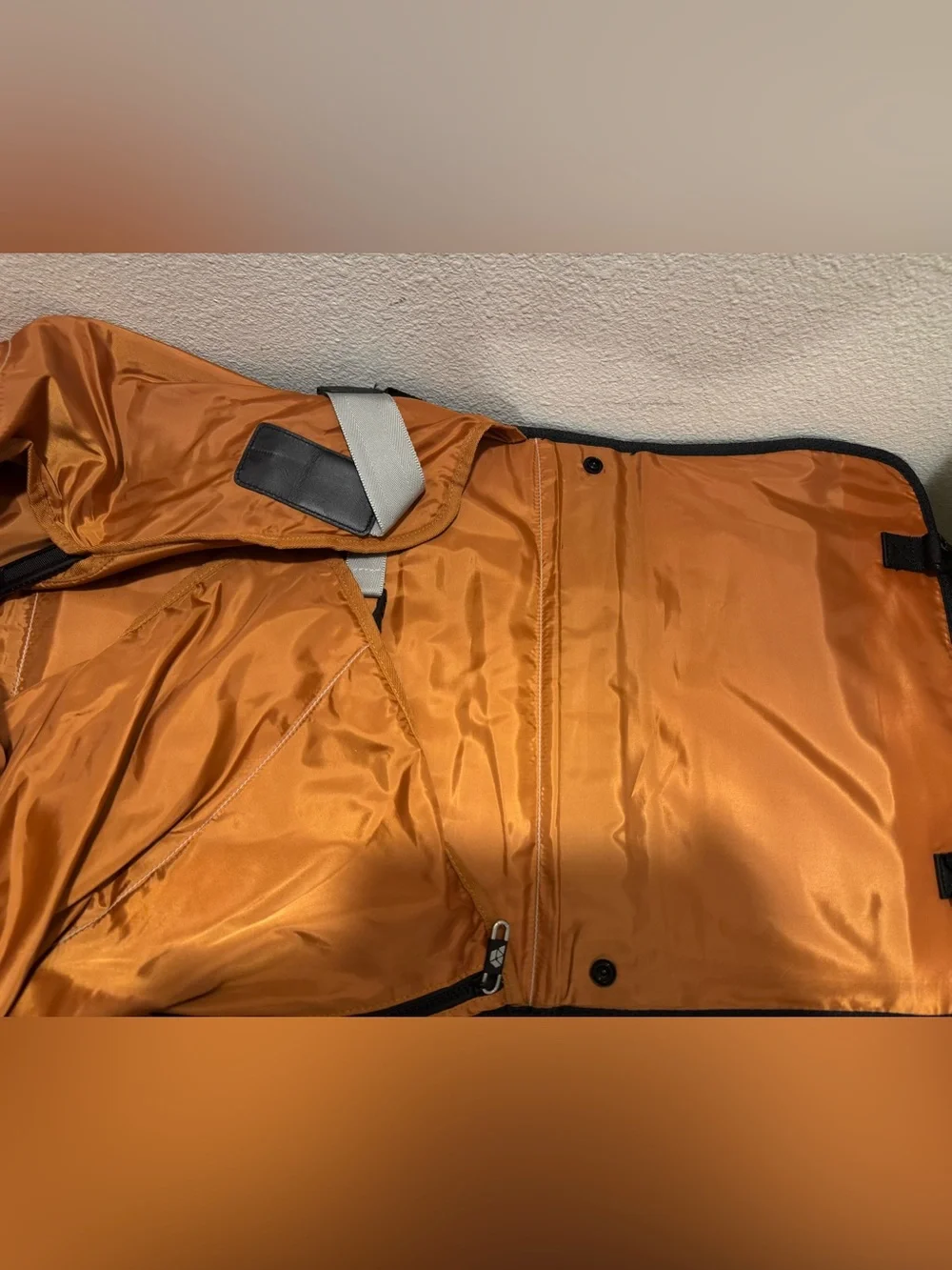 PLIQO Carry-On Ultra-Compact Folding Garment Bag Leather Trim - Orange Lining